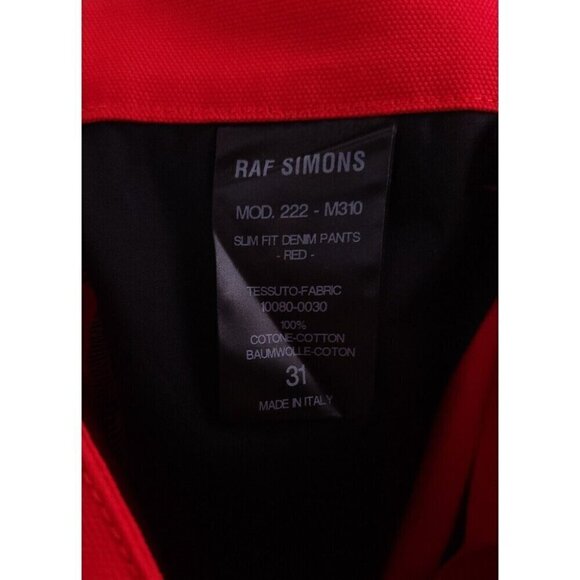 Raf Simons Logo Plaque Straight-leg Denim Trousers M Red New - Picture 11 of 16